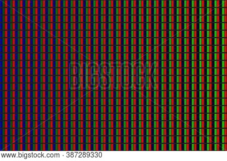 Led Screen Texture. Lcd Panel Pattern. Rgb Screen Dots Seamless Pattern. Analog Display Television. 