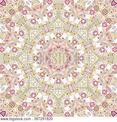 Trendy Seamless Ornament With Geometric Elements Structure. Graphic Indonesian Motif. Batik Print. S