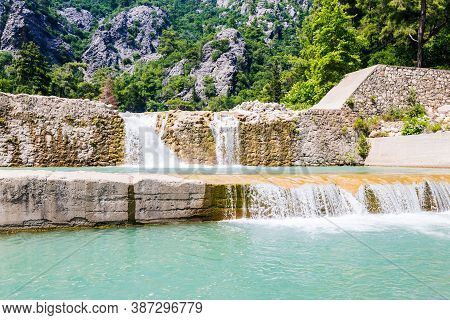 Beautiful Waterfall In Gorge Kesme Bogaz, Kemer, Turkey