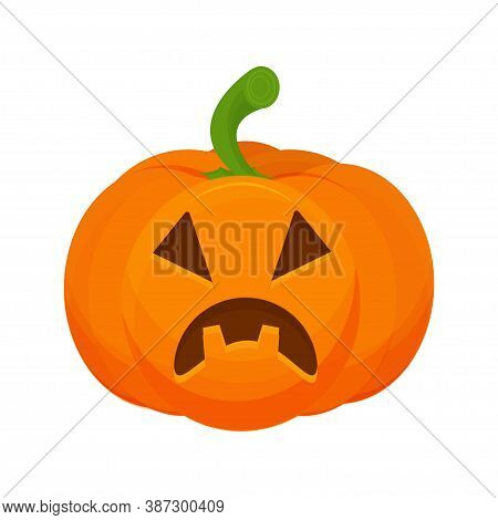 Pumpkin With Scary Halloween Face Isolated On White Background Stock Vector Illustration. Decoration