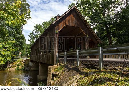 Emerts Cove Covered Bridge In Sevier County, Tennessee. This Bridge Is Part Of State Owned Infrastru