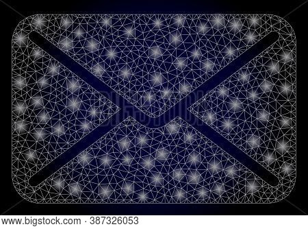 Glowing Mesh Polygonal Mail With Glowing Spots. Illuminated Vector Constellation Created From Mail I