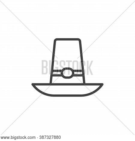 Thanksgiving Hat Line Icon. Linear Style Sign For Mobile Concept And Web Design. Pilgrim Hat Outline