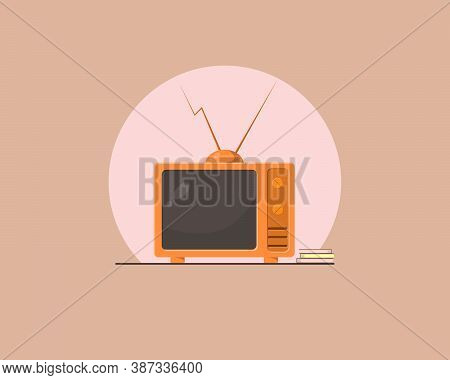 Flat Design Vintage With Note Book Tv Vector Eps