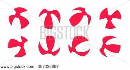 Bouncing Inflatable Beach Ball Flat Style Design Vector Illustration Collection Set Isolated On Whit