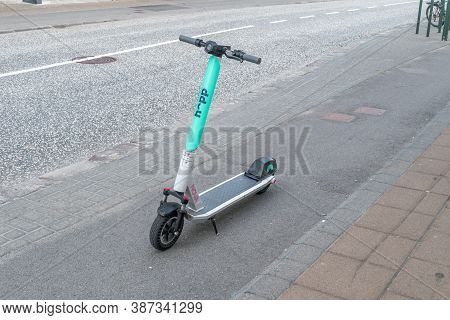 Reykjavik, Iceland - June 19, 2020: Hopp Scooters In Reykjavik.