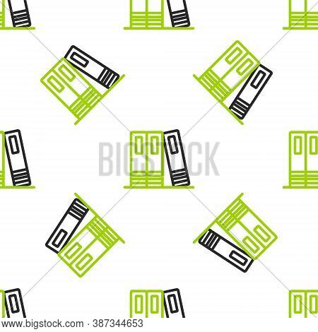 Line Office Folders With Papers And Documents Icon Isolated Seamless Pattern On White Background. Of