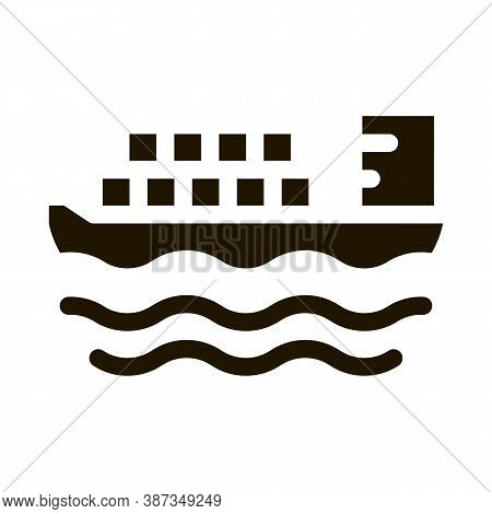 Cargo Ship At Sea Glyph Icon Vector. Cargo Ship At Sea Sign. Isolated Symbol Illustration