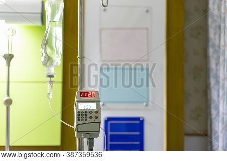 Iv Drip Irrigation Transparent Infuses Fluids Medication Or Nutrients And Sodium Chloride Or Saline 