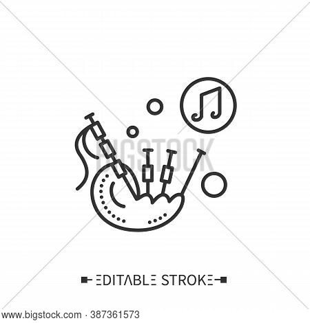 Bagpipes Line Icon. A Traditional Scottish Woodwind Instrument. Classical, Ethnic And Contemporary M