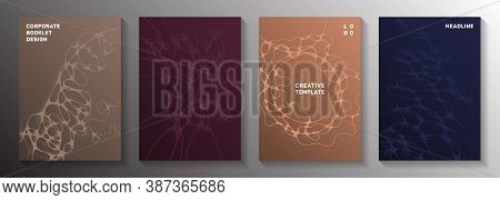 Magnetic Field Concept Abstract Vector Covers. Complex Curve Lines Rete Backgrounds. Colorful Notebo