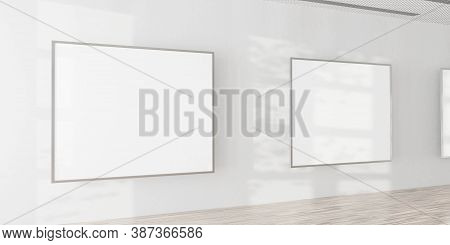 Art Gallery Wall With Empty Picture Frames And Copy Space To Add Your Content 3d Rendering Illustrat