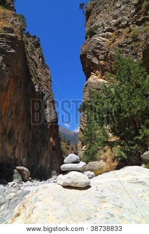 Nelle famose Gole di Samaria, all'isola di Creta in Grecia