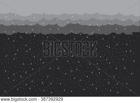 Heavy Rain In Dark Sky, Rainy Season, Clouds And Storm, Weather Nature Background, Flood Natural Dis