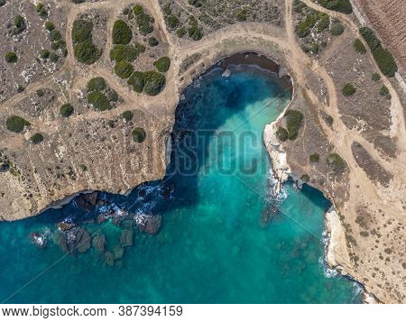 The Coastline With Cliffs And Caves At The Plemmirio, Syracuse