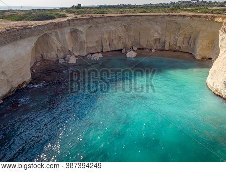 The Coastline With Cliffs And Caves At The Plemmirio, Syracuse