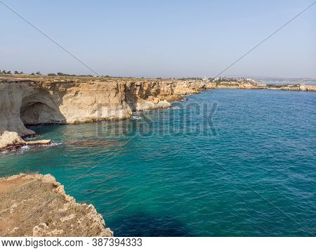 The Coastline With Cliffs And Caves At The Plemmirio, Syracuse