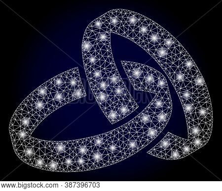 Glare Mesh Polygonal Wedding Rings With Glowing Spots. Illuminated Vector Model Created From Wedding