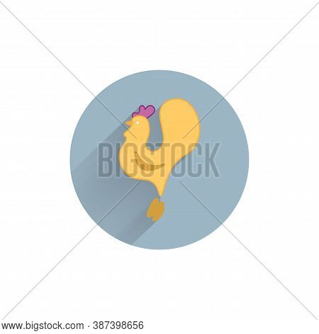 Cock Colorful Flat Icon With Long Shadow. Cock Flat Icon