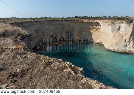 The Coastline With Cliffs And Caves At The Plemmirio, Syracuse