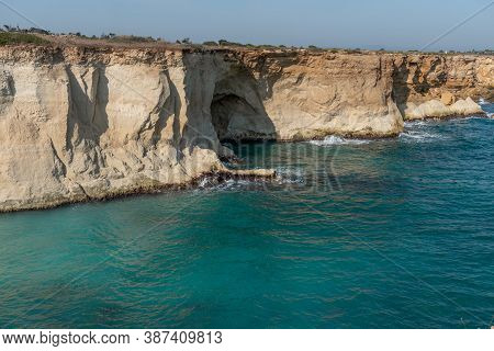 The Coastline With Cliffs And Caves At The Plemmirio, Syracuse