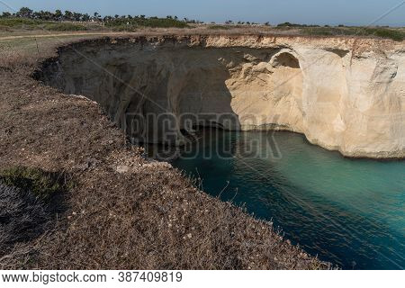 The Coastline With Cliffs And Caves At The Plemmirio, Syracuse