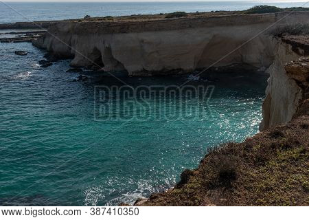 The Coastline With Cliffs And Caves At The Plemmirio, Syracuse