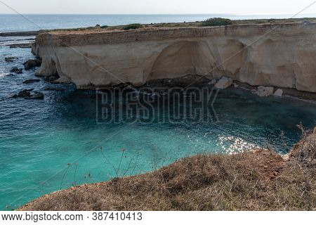 The Coastline With Cliffs And Caves At The Plemmirio, Syracuse