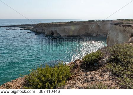 The Coastline With Cliffs And Caves At The Plemmirio, Syracuse