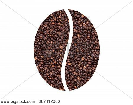 Silhouette Of Arome Coffee Beans With Grain Texture