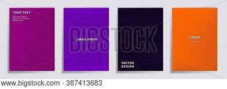 Radial Lines Halftone Grid Covers Vector Collection. Futuristic Brochure Title Page Layouts. Notepad