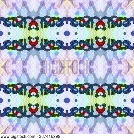 Tribal Boho Pattern. Abstract Shibori Design. Blue, Green, Indigo, Denim Seamless Texture. Seamless 