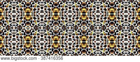 Print Skin Animal. Camo Pattern. Zoo Cow Ornament. Leopard Texture. Hand Painting Cheetah. Print Ski