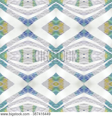 Lombok Textile. Pastel Blue And Rose Seamless Texture. Repeat Tie Dye Ornament. Ethnic Russia Print.