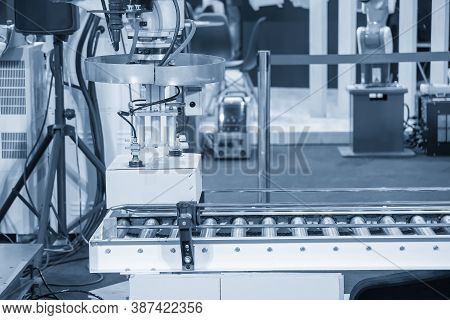 The Hi-technology  Material Handling Process By Robotic System. The Automatic Pneumatic Robotic Arm 