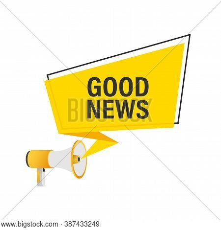 Hand Holding Megaphone With Good News. Megaphone Banner. Web Design. Vector Stock Illustration.