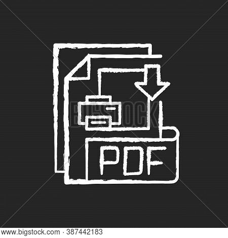 Pdf File Chalk White Icon On Black Background. Portable Document Format. Text Formatting And Images,