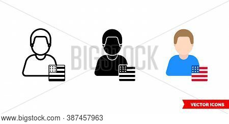 Yankee American Icon Of 3 Types Color, Black And White, Outline. Isolated Vector Sign Symbol.