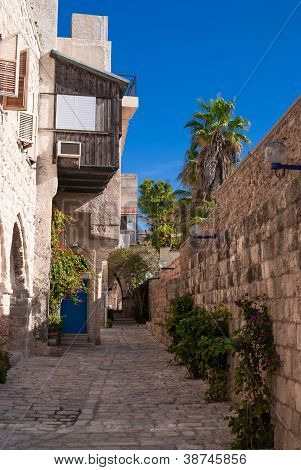 Úzké ulice v historickém Jaffa, Izrael
