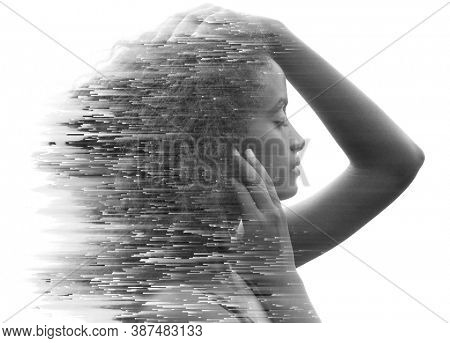 Portrait combined with a digital illustration