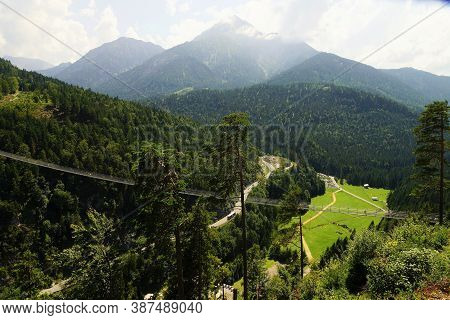 Suspension Bridge Highline 179 In Reutte Austria In Summer