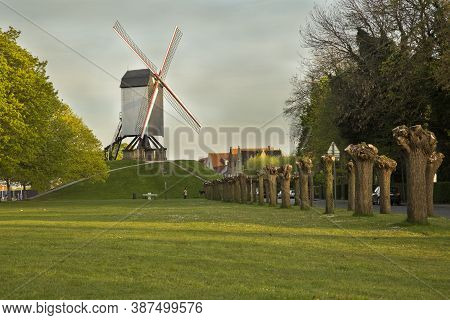 Bruges (brugge), Belgium. 5 May 2016. Old Windmill In Bruges, Belgium.