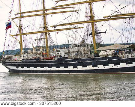 Rouen, France - June Circa, 2019. Part Of The Famous Russian Four-masted Schooner Kruzenshtern Saili