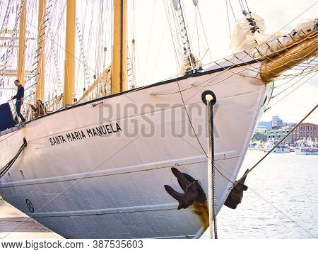 Rouen, France - June Circa, 2019. Part Of The Four Masted Ailing Ship Santa Maria Manuela, Ex Portug