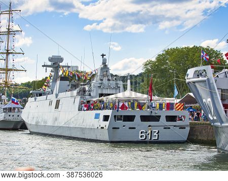 Rouen, France June Circa, 2019. Tarik Ben Ziyad Frigate Boat From Morocco, At Armada Exhibition Meet