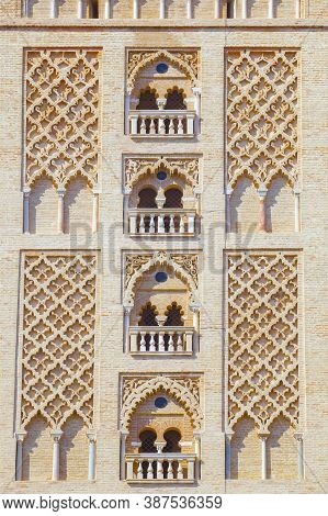 Exterior Brick Decoration Of The Giralda Tower. Built As The Minaret For The Great Mosque In Al-anda