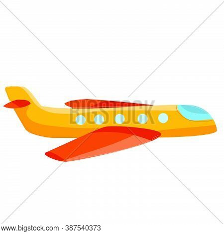 Yellow Plane, Cartoon Illustration, Isolated Object On White Background, Vector, Eps