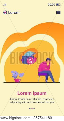 Depressed Sad Man Thinking Over Financial Problems And Debts. Businessman Broke, Needing Money, Havi