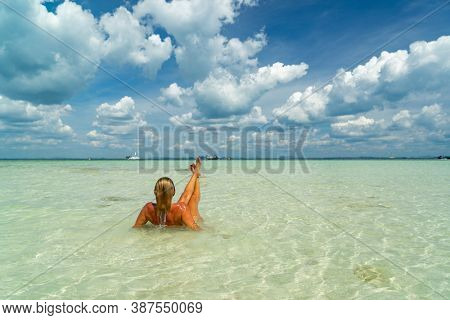 Beautiful Woman at the beach in Poda island  Thailand