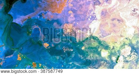 Hand-painted Design. Fluid Pattern. Marble Swirl. Pink, Blue Hand-painted Design. Alcohol Ink Artwor